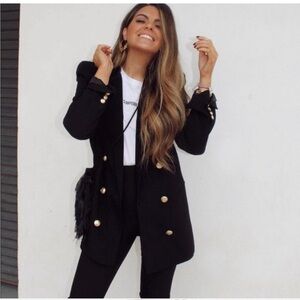 Zara Tailored Double Breasted Blazer Blogger Favorite